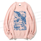 Unisex Vintage Eagle Bird In Clouds Printed Sweatshirt