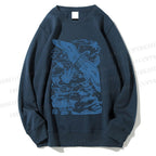 Unisex Vintage Eagle Bird In Clouds Printed Sweatshirt