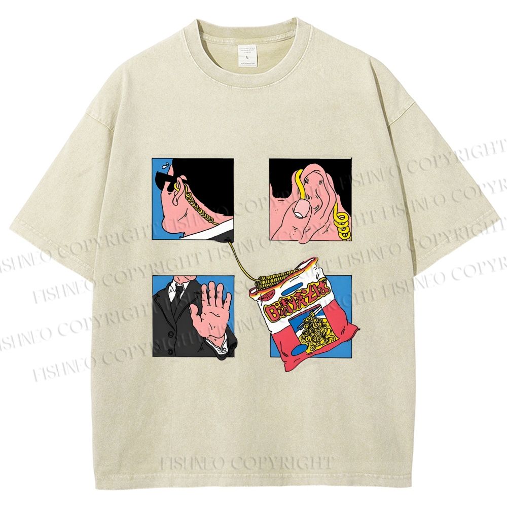 Unisex Silly Comic Printed Washed Tee