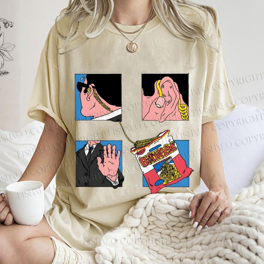 Unisex Silly Comic Printed Washed Tee