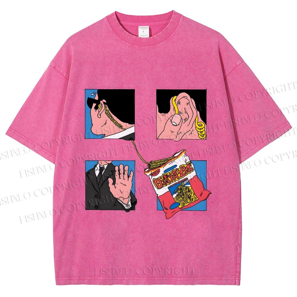 Unisex Silly Comic Printed Washed Tee