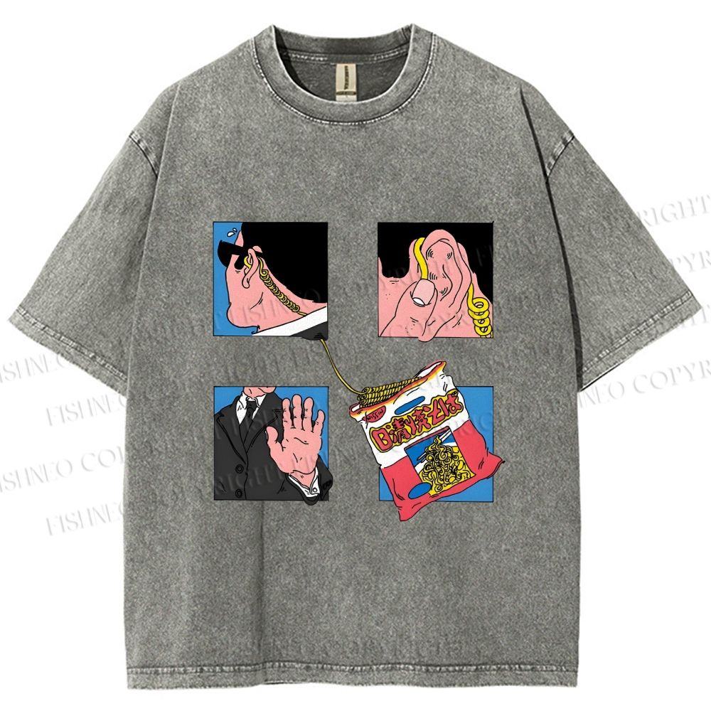 Unisex Silly Comic Printed Washed Tee
