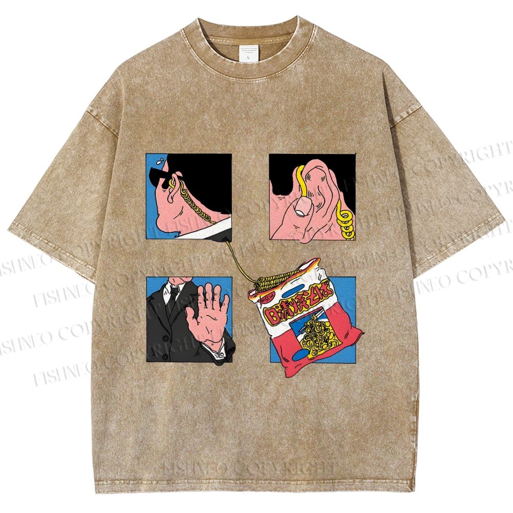 Unisex Silly Comic Printed Washed Tee