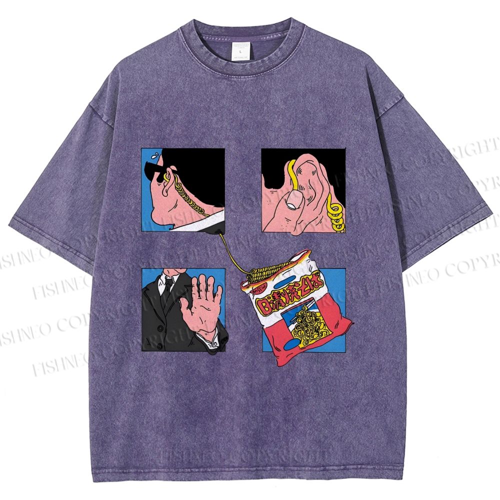 Unisex Silly Comic Printed Washed Tee