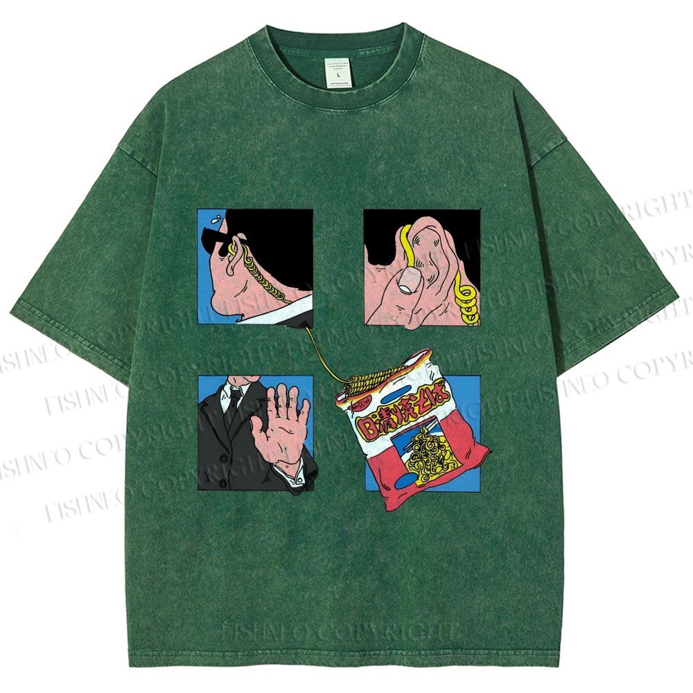 Unisex Silly Comic Printed Washed Tee