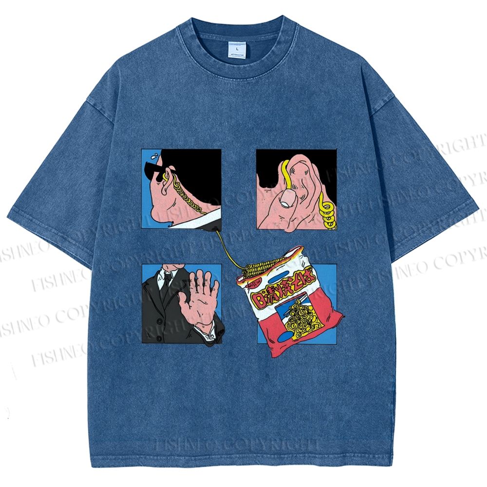 Unisex Silly Comic Printed Washed Tee