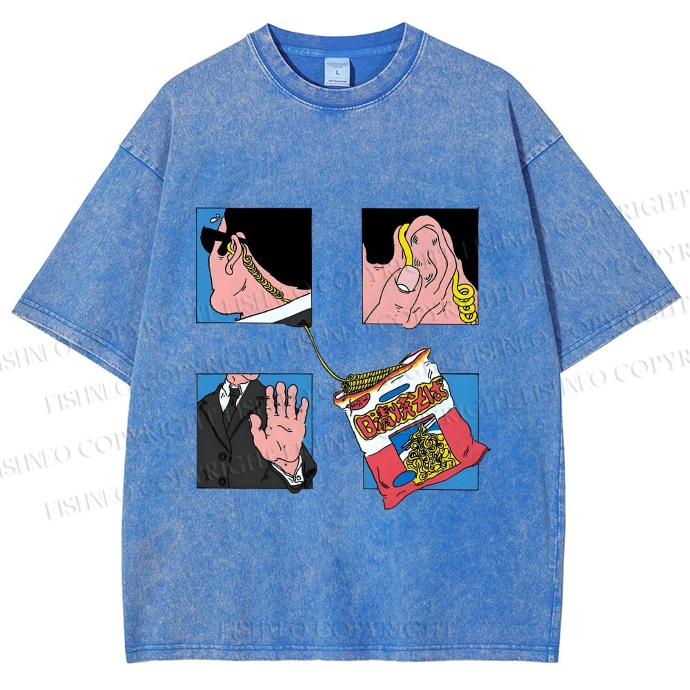 Unisex Silly Comic Printed Washed Tee