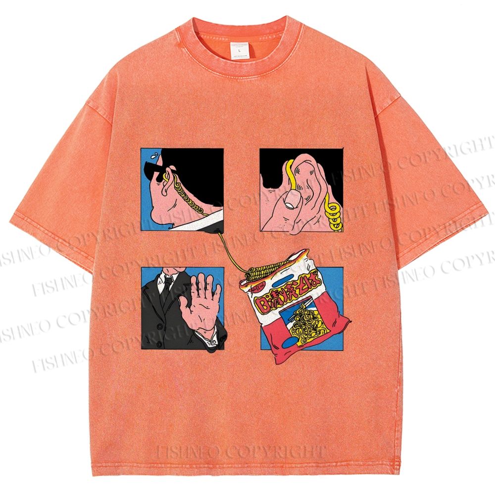 Unisex Silly Comic Printed Washed Tee