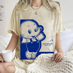 Unisex Vintage Japanese Elephant Printed Washed Tee