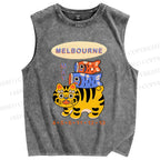 Unisex Tiger Fish Kite Printed Washed Tank Top