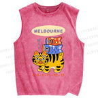 Unisex Tiger Fish Kite Printed Washed Tank Top