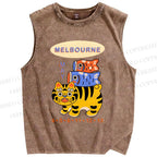 Unisex Tiger Fish Kite Printed Washed Tank Top
