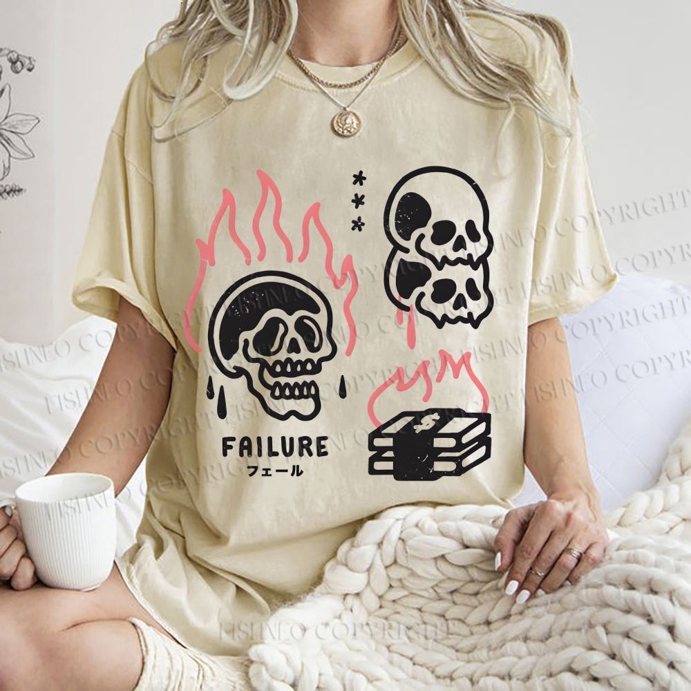 Unisex Failure Printed Washed Tee