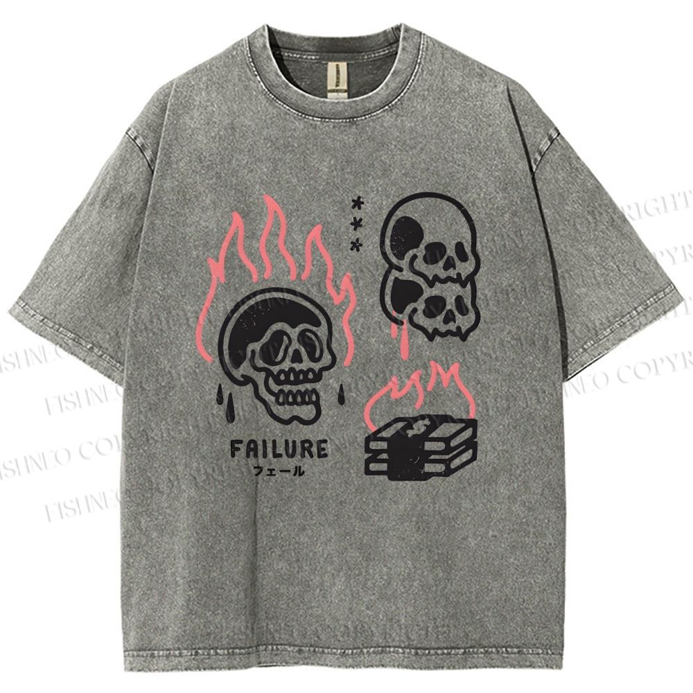 Unisex Failure Printed Washed Tee