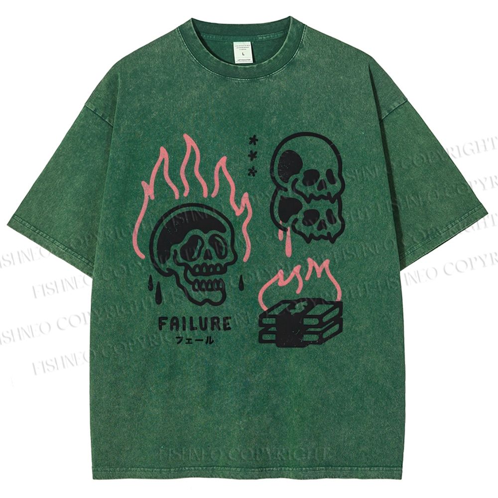 Unisex Failure Printed Washed Tee