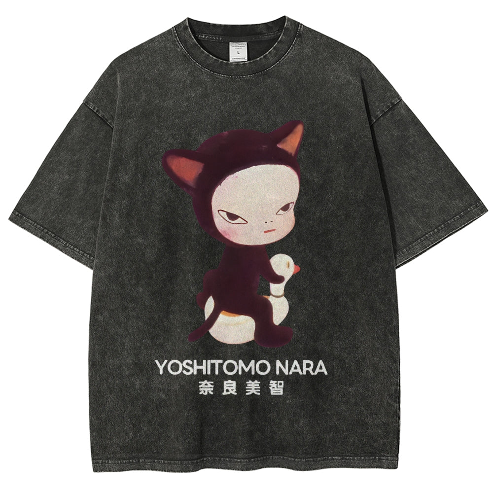 Yoshitomo Nara Vintage Wash Japanese Design T-Shirt