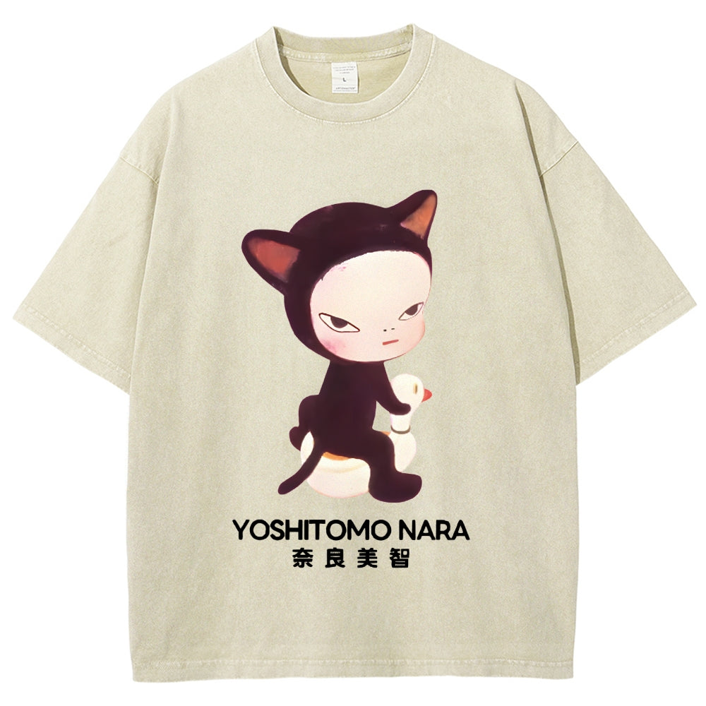 Yoshitomo Nara Vintage Wash Japanese Design T-Shirt