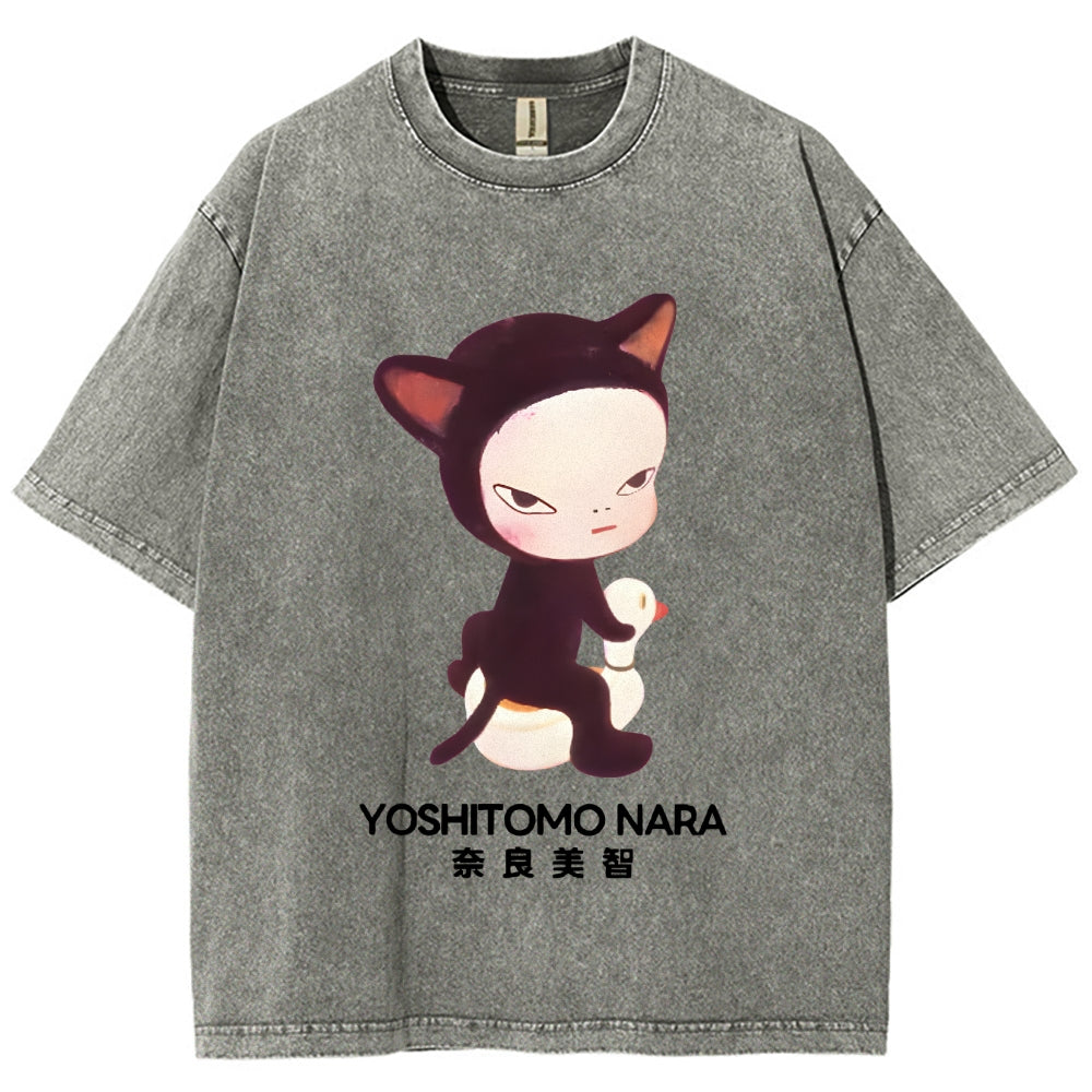 Yoshitomo Nara Vintage Wash Japanese Design T-Shirt