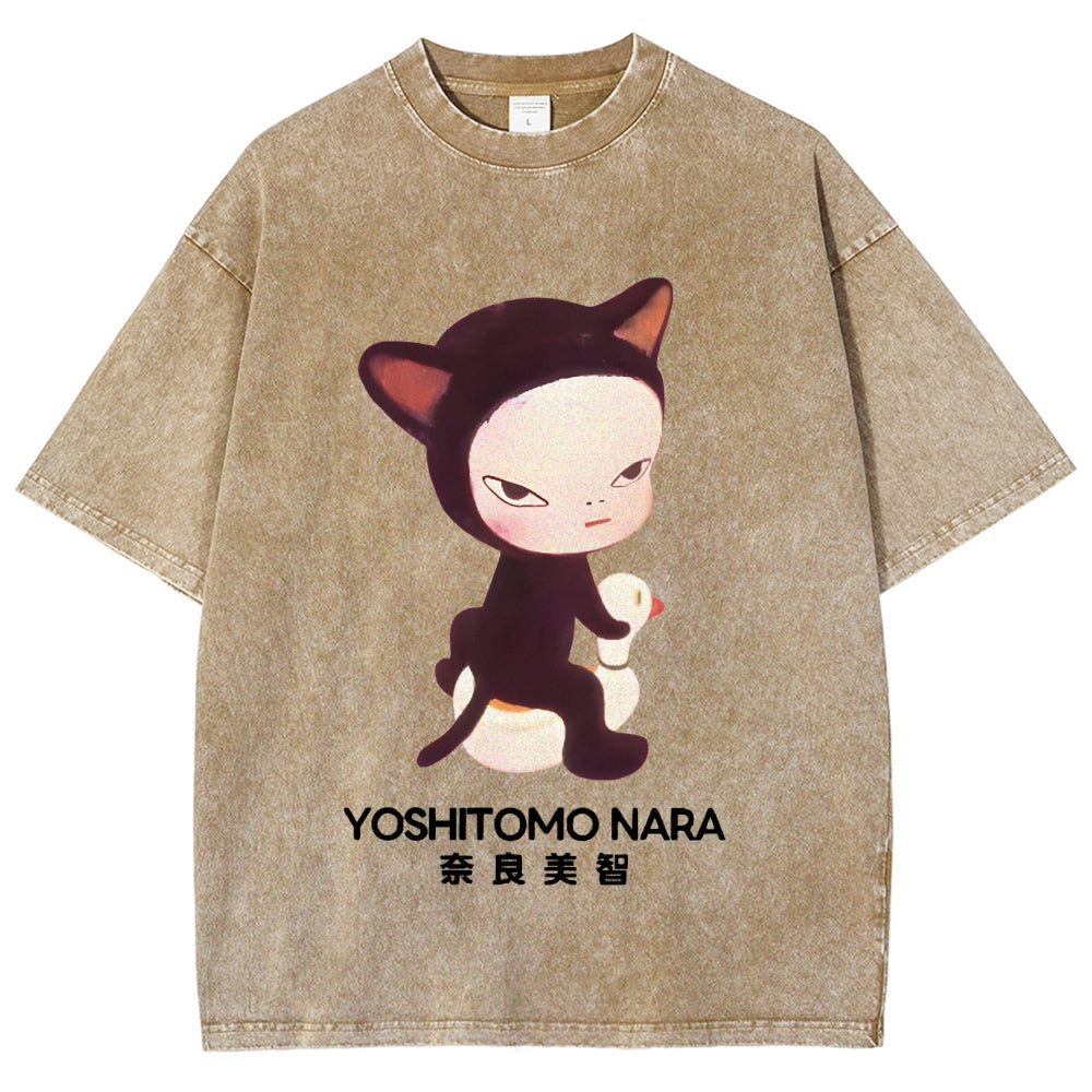 Yoshitomo Nara Vintage Wash Japanese Design T-Shirt