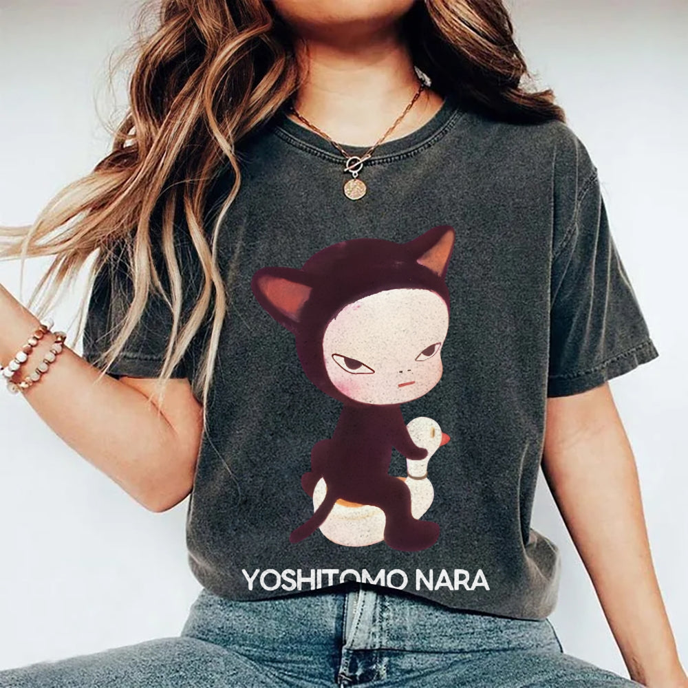 Yoshitomo Nara Vintage Wash Japanese Design T-Shirt