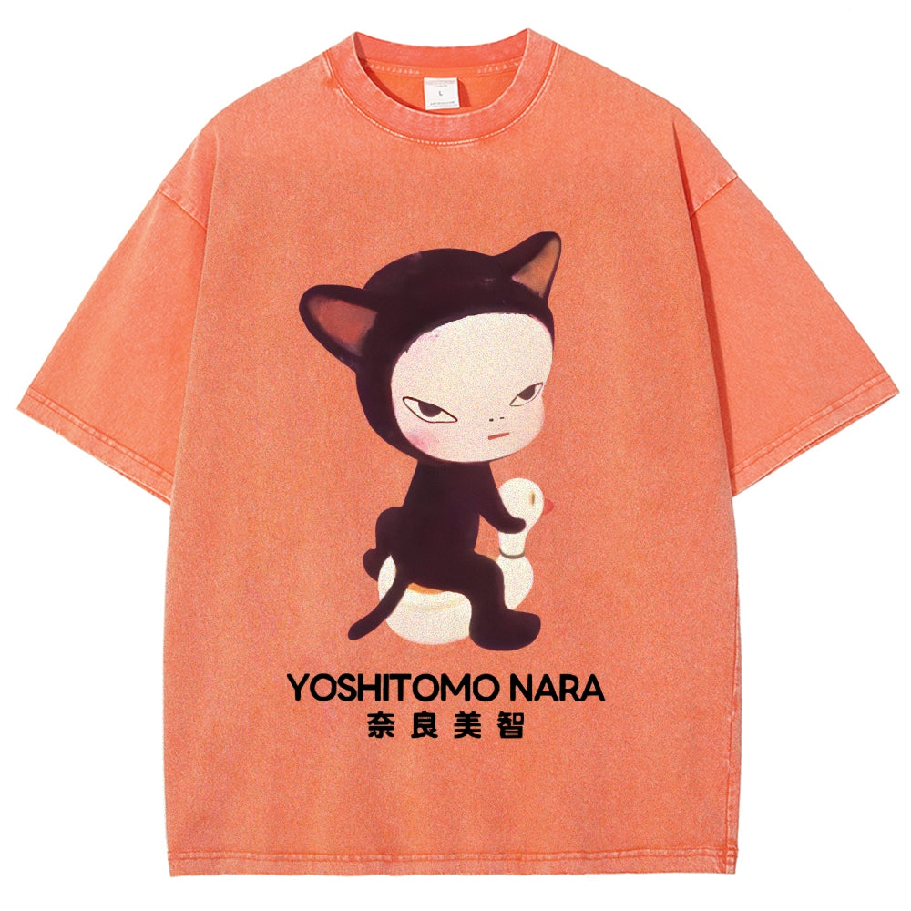 Yoshitomo Nara Vintage Wash Japanese Design T-Shirt