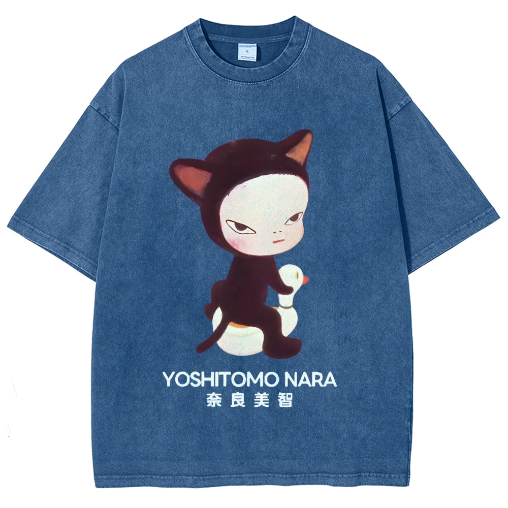 Yoshitomo Nara Vintage Wash Japanese Design T-Shirt