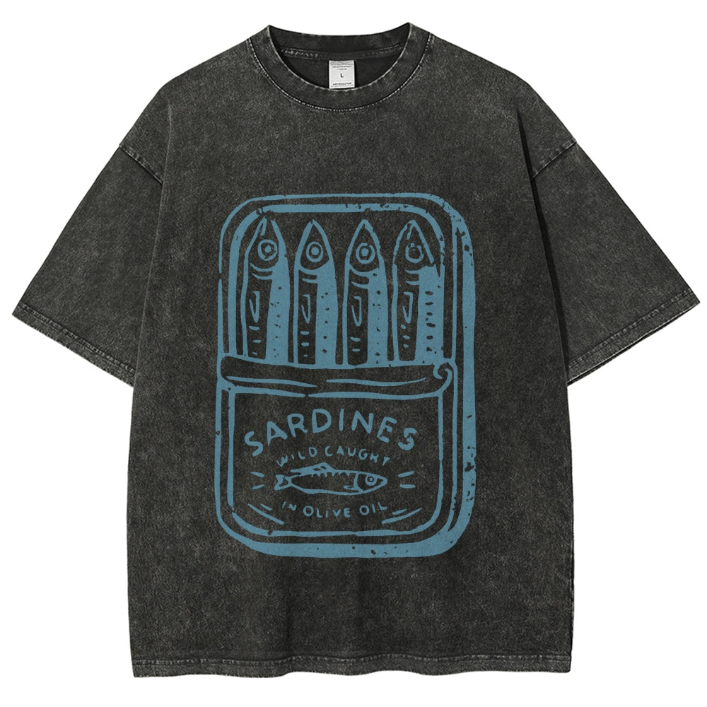 Sardine fish Vintage Washed T-shirt