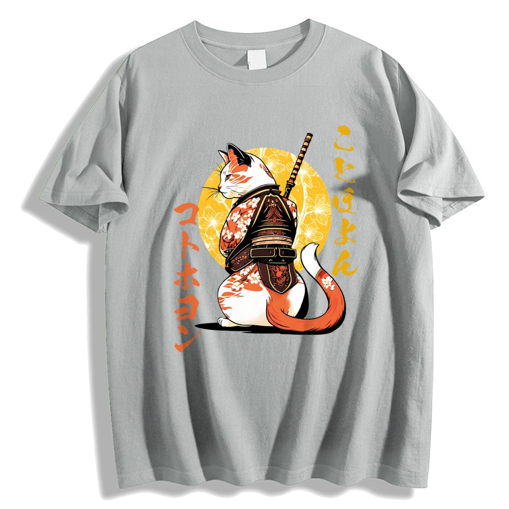 Japanese Cat Samurai Men's Classic Cotton T-Shirt