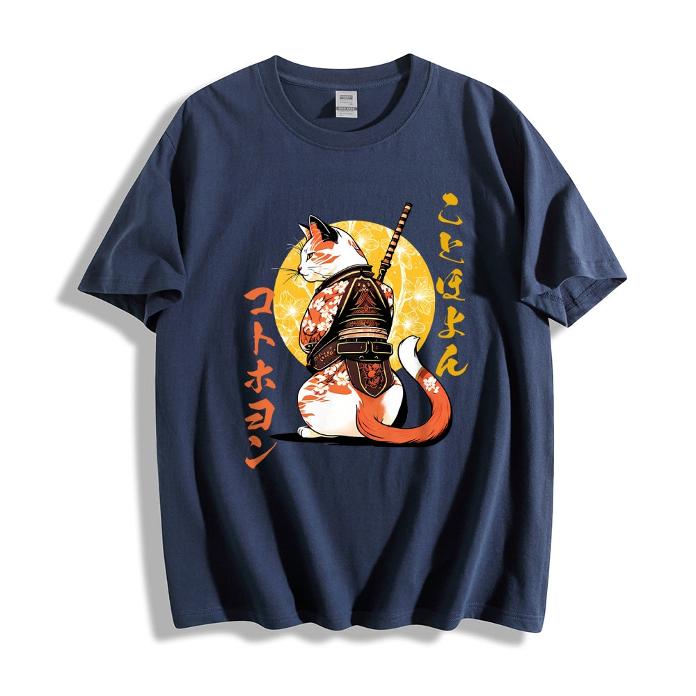 Japanese Cat Samurai Men's Classic Cotton T-Shirt