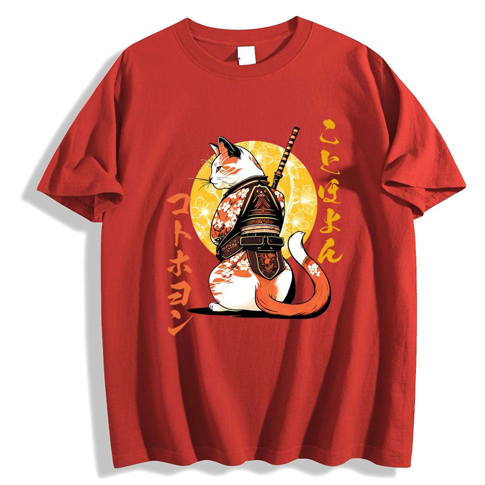 Japanese Cat Samurai Men's Classic Cotton T-Shirt