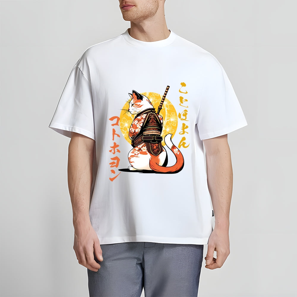 Japanese Cat Samurai Men's Classic Cotton T-Shirt