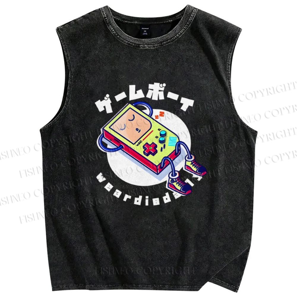 Unisex Game Printed Washed Tank Top