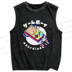 Unisex Game Printed Washed Tank Top