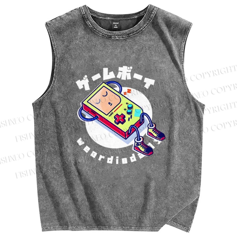 Unisex Game Printed Washed Tank Top