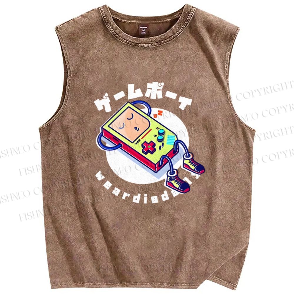 Unisex Game Printed Washed Tank Top