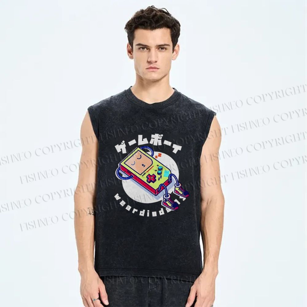 Unisex Game Printed Washed Tank Top