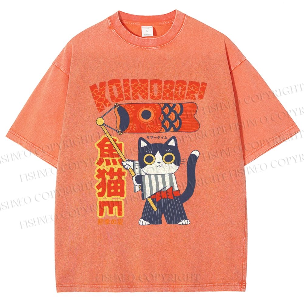Unisex Koinobori Printed Washed Tee