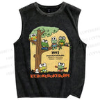 Unisex Kerokerokeroppi Frog Printed Washed Tank Top