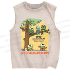 Unisex Kerokerokeroppi Frog Printed Washed Tank Top