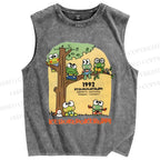 Unisex Kerokerokeroppi Frog Printed Washed Tank Top