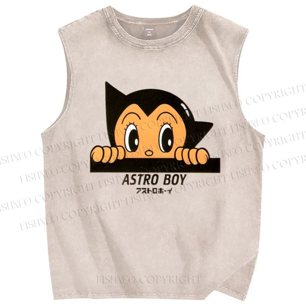 Unisex Astro Boy Printed Washed Tank Top