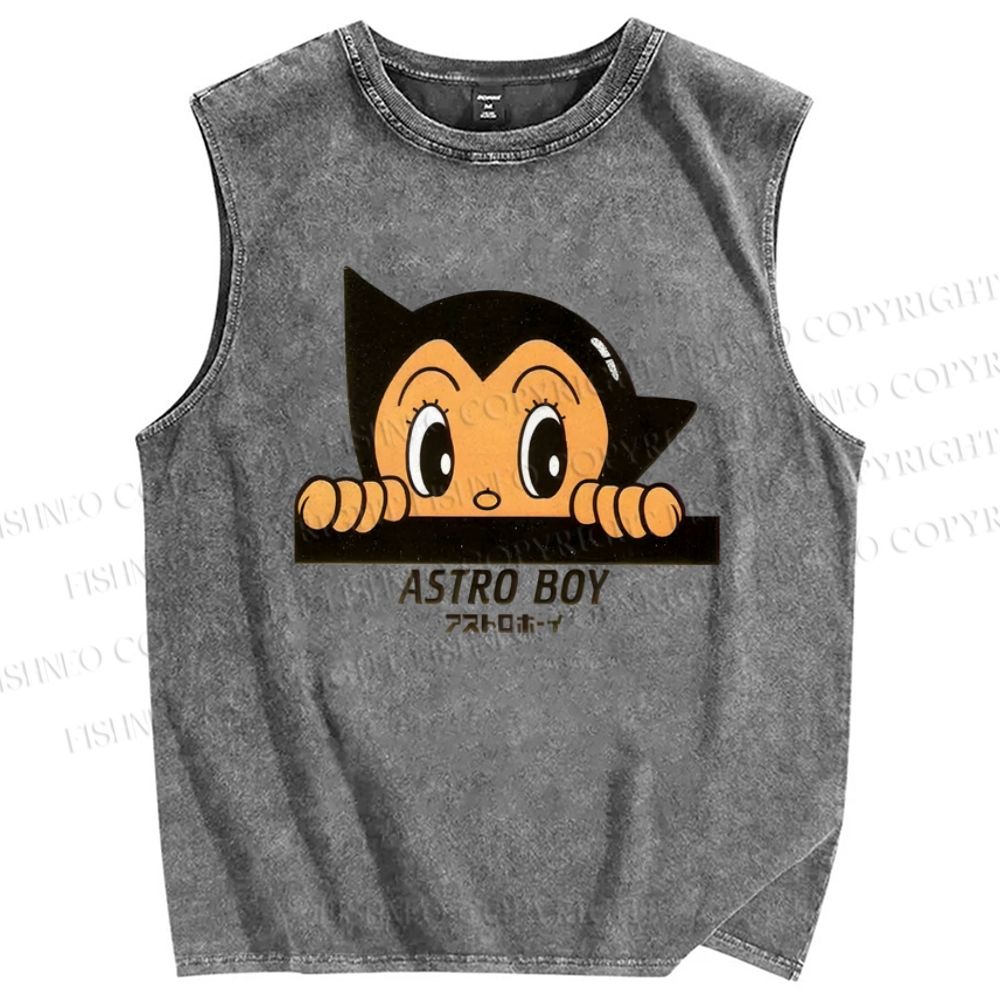 Unisex Astro Boy Printed Washed Tank Top