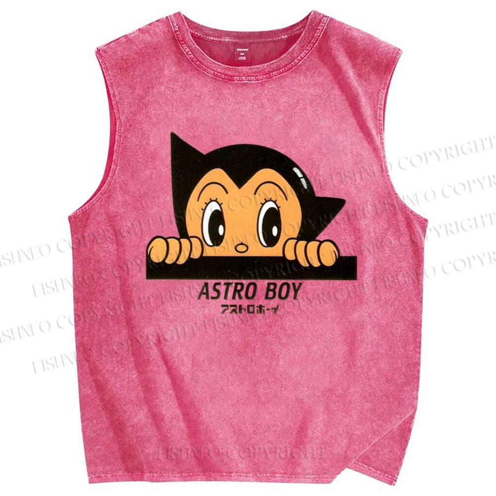 Unisex Astro Boy Printed Washed Tank Top