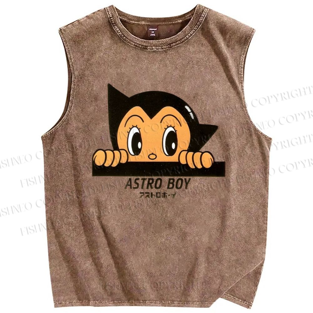 Unisex Astro Boy Printed Washed Tank Top
