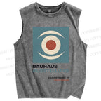 Unisex Artistic Eyes Printed Washed Tank Top