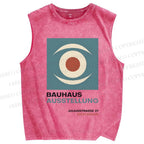 Unisex Artistic Eyes Printed Washed Tank Top