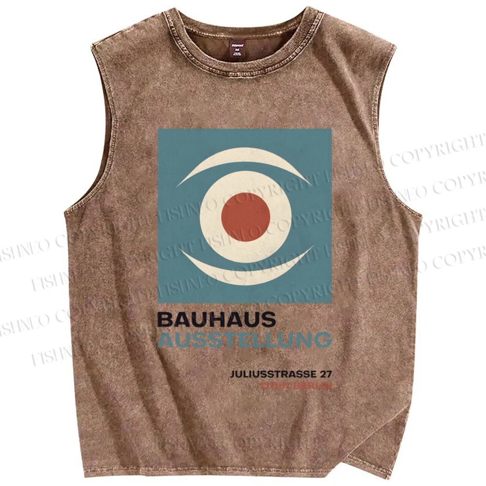 Unisex Artistic Eyes Printed Washed Tank Top
