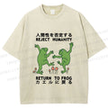 Unisex Funny Frog Reject Humanity Return To Frog Printed Washed Tee