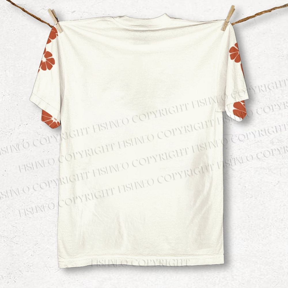 Unisex Vintage Flowers Printed Classic T-shirt