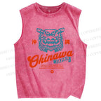 Unisex Okinawa Japan Printed Washed Tank Top